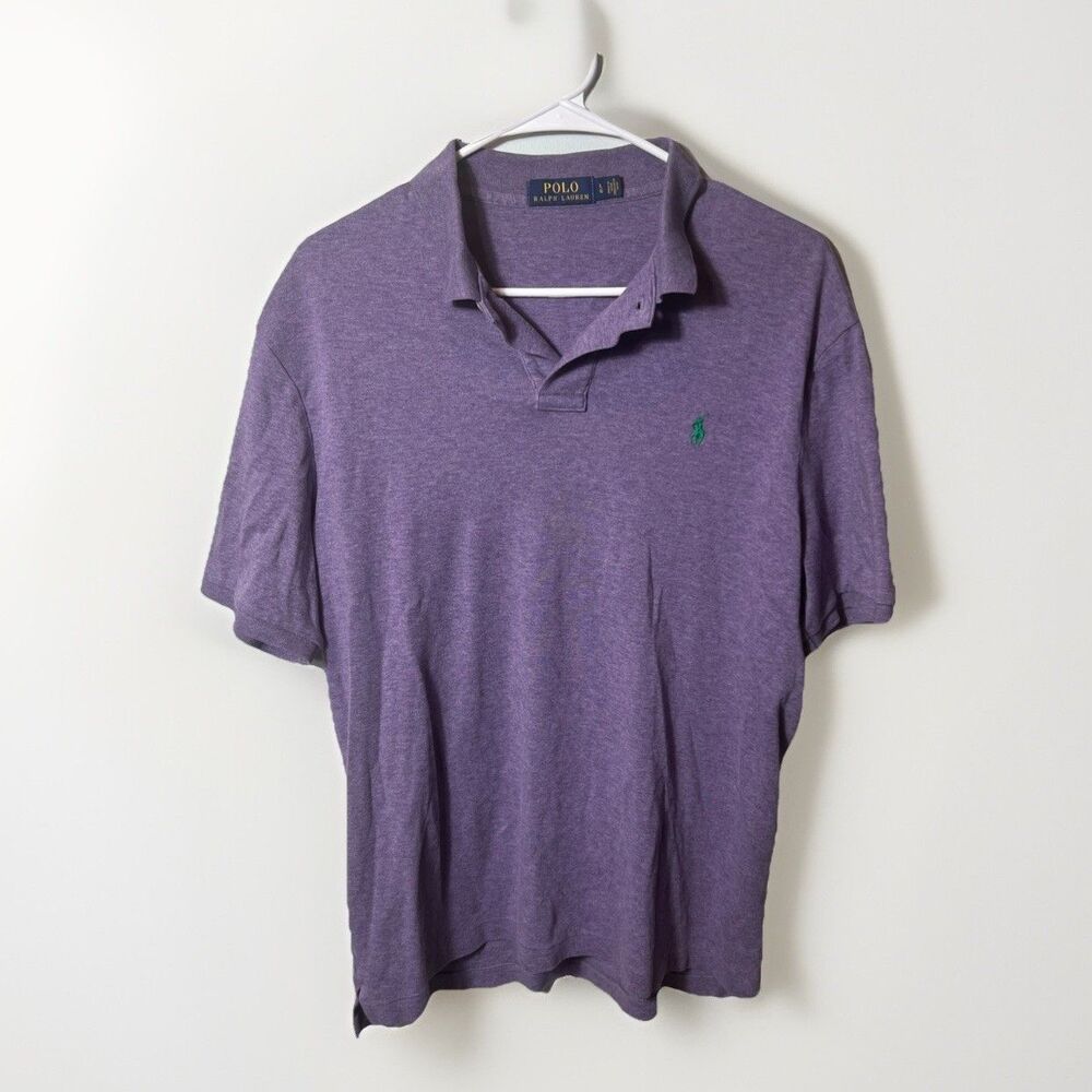 Polo Ralph Lauren Polo Shirt Mens Large Purple Custom Pony Logo Preppy Collared